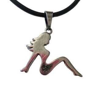 choker Vintage 80s 90s Y2K mudflap girl pinup pin up woman cord necklace